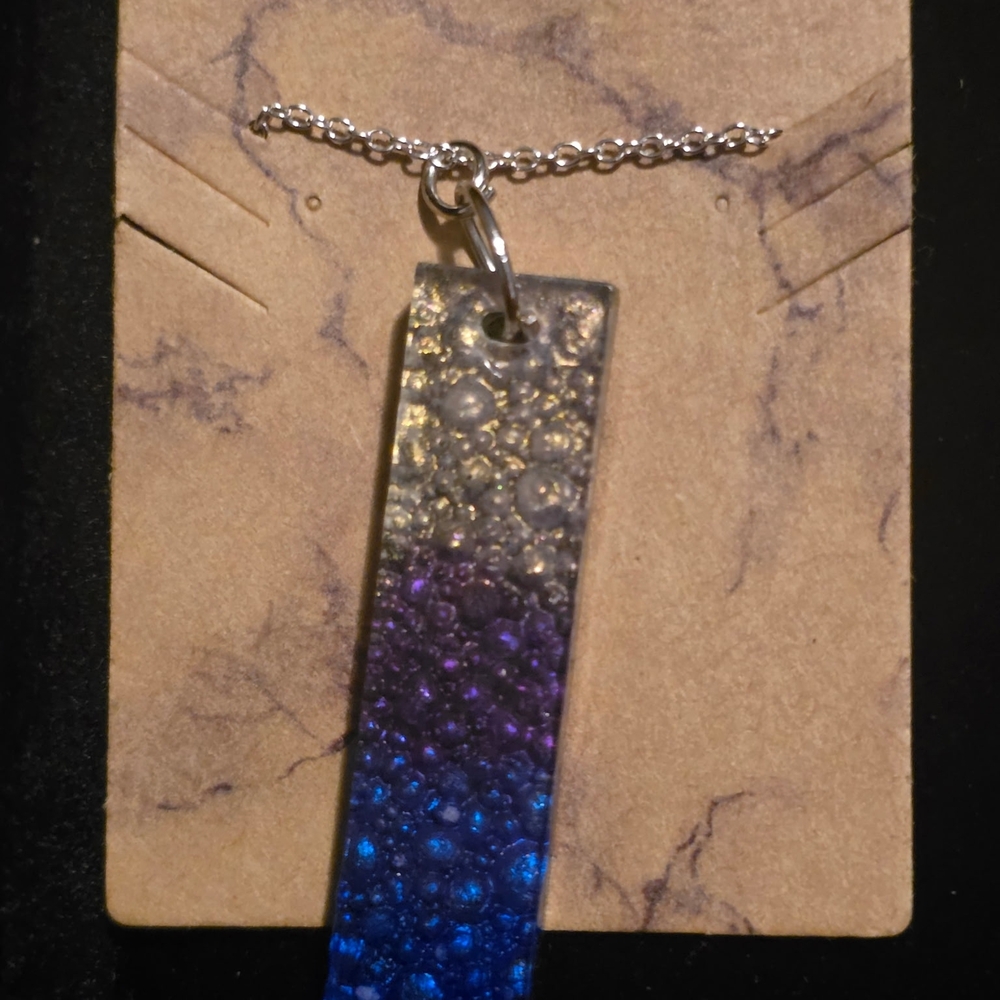 Gradient Bubble Pendant Necklace in Silver, Purple & Blue